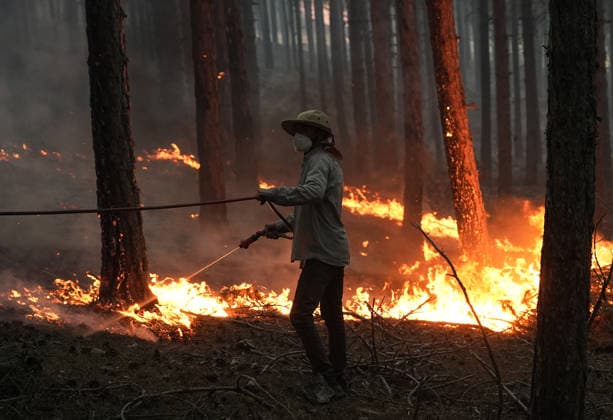 Firefighting efforts continue in Aydin s Cine AYDIN, TURKIYE - JULY 31: Firefighters extinguish fire at a forested area as aerial and ground crews continue battling a wildfire in the Cine district of Aydin, Turkiye on July 31, 2026. Mahmut Serdar Alakus Anadolu Aydin Turkey. Editorial use only. Please get in touch for any other usage.  Copyright: x2026xAnadoluxMahmutxSerdarxAlakusx