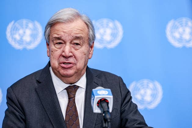 July 31, 2026, New York, New York, United States: United Nations Secretary General, ANTONIO GUTERRES speaks to reporters at the Security Council stakeout at UNHQ. Guterres discussed his recent visits to Syria, Jordan and Cyprus, the conflict in the Middle East, including the announced roadmap for Hamas to relinquish its weapons and for Israel to withdraw from Gaza, and the growing global impacts of extreme heat and climate change. New York United States  - ZUMAo116 20260731_znp_o116_007 Copyright: xBiancaxOterox