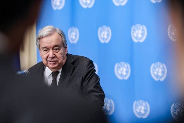 July 31, 2026, New York, New York, United States: United Nations Secretary General, ANTONIO GUTERRES answers questions from reporters at the Security Council stakeout at UNHQ. Guterres discussed his recent visits to Syria, Jordan and Cyprus, the conflict in the Middle East, including the announced roadmap for Hamas to relinquish its weapons and for Israel to withdraw from Gaza, and the growing global impacts of extreme heat and climate change. New York United States  - ZUMAo116 20260731_znp_o116_017 Copyright: xBiancaxOterox