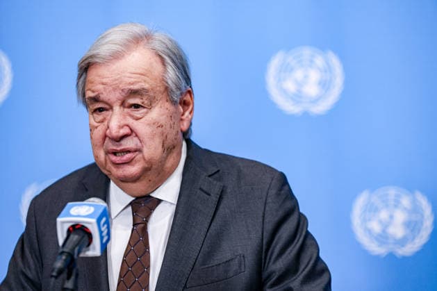 July 31, 2026, New York, New York, United States: United Nations Secretary General, ANTONIO GUTERRES speaks to reporters at the Security Council stakeout at UNHQ. Guterres discussed his recent visits to Syria, Jordan and Cyprus, the conflict in the Middle East, including the announced roadmap for Hamas to relinquish its weapons and for Israel to withdraw from Gaza, and the growing global impacts of extreme heat and climate change. New York United States - ZUMAo116 20260731_znp_o116_001 Copyright: xBiancaxOterox