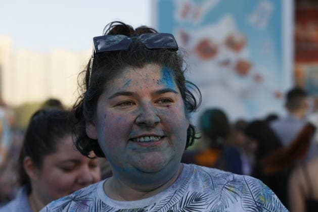 Holi Festival of Colors in Moscow, MOSCOW, RUSSIA - JULY 31: People throw colored powder into the air as they celebrate the Holi Festival of Colors in Moscow, Russia on July 31, 2026. The traditional Indian festival, which symbolizes the arrival of spring and the victory of good over evil, has become a popular entertainment event among locals, drawing thousands of participants who dance to music and cover each other in vibrant powders. Yulia Morozova Anadolu Moscow City Rusya. Editorial use only. Please get in touch for any other usage.  Copyright: x2026xAnadoluxYuliaxMorozovax