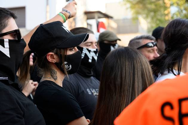 July 31, 2026, Madrid, Spain: MADRID, SPAIN Ã¢â‚¬ JULY 31, 2026: Participants attend a demonstration outside the Moroccan Embassy in Madrid, called by the far-right groups Falange EspaoÂ±ola and NoÂºcleo Nacional, following recent migrant arrivals through Spain s North African enclave of Ceuta. Protesters wave Spanish flags, display banners and chant slogans during the demonstration, while some participants are seen making gestures commonly associated with Nazi salutes. Madrid Spain  - ZUMAq101 20260731_zna_q101_225 Copyright: xTomasxCallex