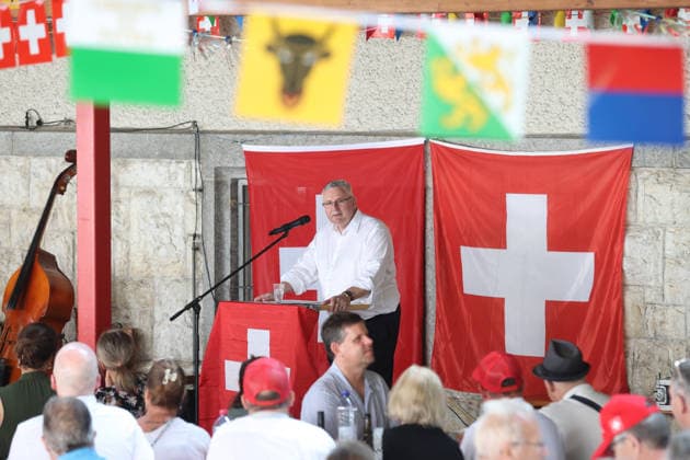1.August Ansprache Andreas Glarner (SVP) 01.08.2026 Niedergoesgen SO, SCHWEIZ, Festtagsrede am 1. August mit Nationalrat Andreas Glarner (SVP) in Niedergoesgen *** August 1 Speech by Andreas Glarner (SVP) August 1, 2026, Niedergoesgen, SO, SWITZERLAND; National Day speech on August 1 by National Council member Andreas Glarner (SVP) in Niedergoesgen 