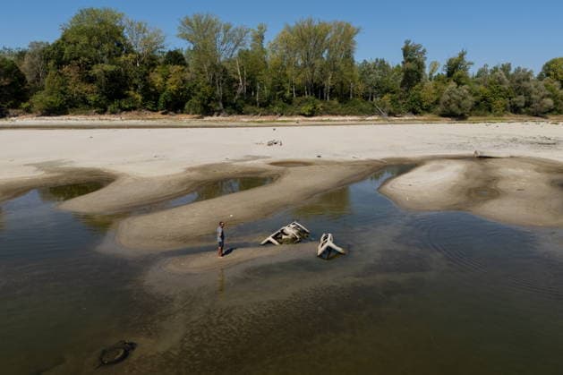 Batina 010826. Historically low water level of the Danube has revealed the remains of old cars, ships and weapons in its riverbed. Photo: Marin Franov CROPIX Copyright: xxMarinxFranovx batina_vodostaj71-010826