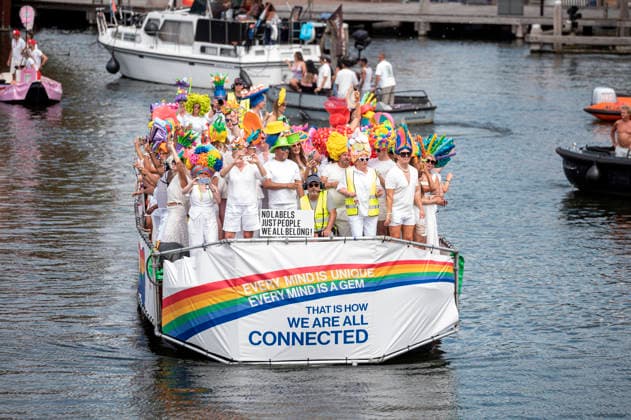 Amsterdam The Netherlands 1st August 2026 A colourful procession of boats makes its way through the Amsterdam Canals for the annual World Pride Canal Parade. No labels, just people, we all belong. gay, lgbtqi,