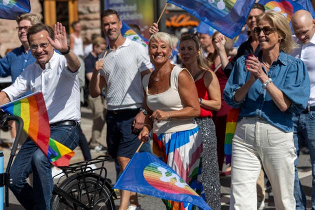 August 1, 2026, Stockholm, Sweden: STOCKHOLM, SWEDEN - AUGUST 1, 2026: Swedish Prime Minister Ulf Kristersson takes part in the Stockholm Pride Parade, the largest Pride parade in the Nordic region, through central Stockholm, celebrating LGBTQ rights, diversity and inclusion. Sweden - ZUMAa136 20260801_zap_a136_013 Copyright: xJoelxLindhex