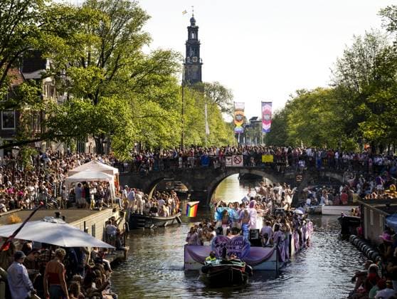 AMSTERDAM - Revelers during the Canal Parade. The boat parade is traditionally part of the Pride celebrations in the capital. REMKO DE WAAL ANP netherlands out - belgium out  Copyright: xx x564704701x originalFilename: 564704701.jpg