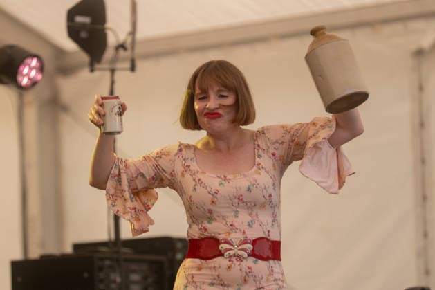 Skinny Lister in concert at Cambridge Folk Festival at Cherry Hinton Hall Park in Cambridge, UK on 01 August 2026 Lorna Thomas performing with Skinny Lister in concert at Cambridge Folk Festival at Cherry Hinton Hall Park in Cambridge, UK on 01 August 2026, Credit:Stephen Keable Avalon UK, Cambridgeshire, Cambridge, Cherry Hinton Hall Park  Copyright: xStephenxKeablex xAvalonx 1120147373
