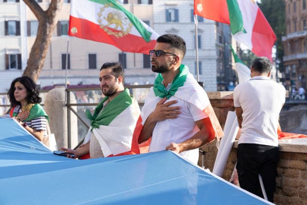 IPA87163949 - Sit-in at Largo Argentina in Rome against the Ayatollahs regime in Iran  Copyright: xMatteoxNardonex xx 87163949