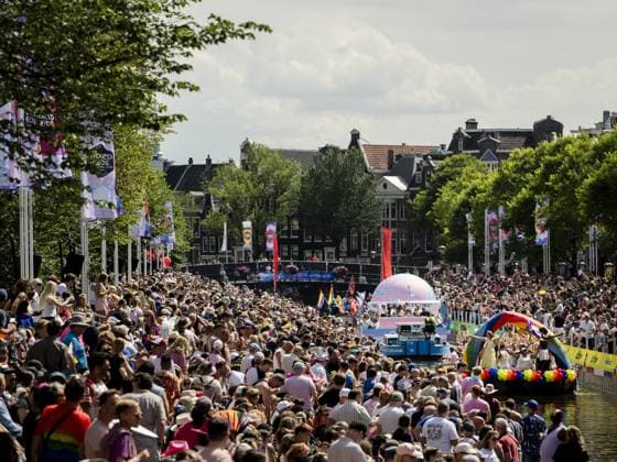 AMSTERDAM - Revelers during the Canal Parade. The boat parade is traditionally part of the Pride celebrations in the capital. REMKO DE WAAL ANP netherlands out - belgium out  Copyright: xx x564706971x originalFilename: 564706971.jpg
