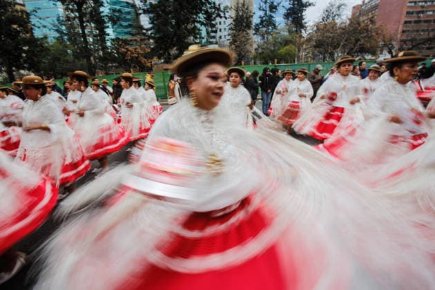 Santiago, August 1, 2026: Carnival in honor of the Virgin of Copacabana along the Alameda, a Bolivian tradition that goes hand in hand with Bolivia’s national holidays, featuring colorful traditional costumes from the region. Diego Martin Aton, Chile; Aton 1177184 jpeg  Copyright: DIEGOxMARTIN ATONxCHILE