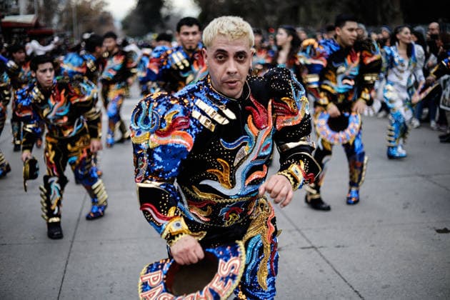 Santiago, August 1, 2026: Carnival in honor of the Virgin of Copacabana along the Alameda, a Bolivian tradition that goes hand in hand with Bolivia’s national holidays, featuring colorful traditional costumes from the region. Diego Martin Aton, Chile; Aton 1177167 jpeg  Copyright: DIEGOxMARTIN ATONxCHILE