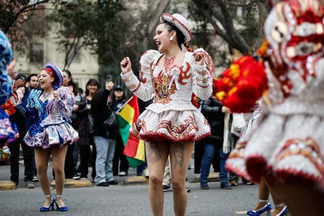 Santiago, August 1, 2026: Carnival in honor of the Virgin of Copacabana along the Alameda, a Bolivian tradition that goes hand in hand with Bolivia’s national holidays, featuring colorful traditional costumes from the region. Diego Martin Aton, Chile; Aton 1177171 jpeg  Copyright: DIEGOxMARTIN ATONxCHILE