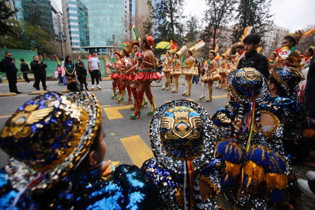 Santiago, August 1, 2026: Carnival in honor of the Virgin of Copacabana along the Alameda, a Bolivian tradition that goes hand in hand with Bolivia’s national holidays, featuring colorful traditional costumes from the region. Diego Martin Aton, Chile; Aton 1177188 jpeg  Copyright: DIEGOxMARTIN ATONxCHILE