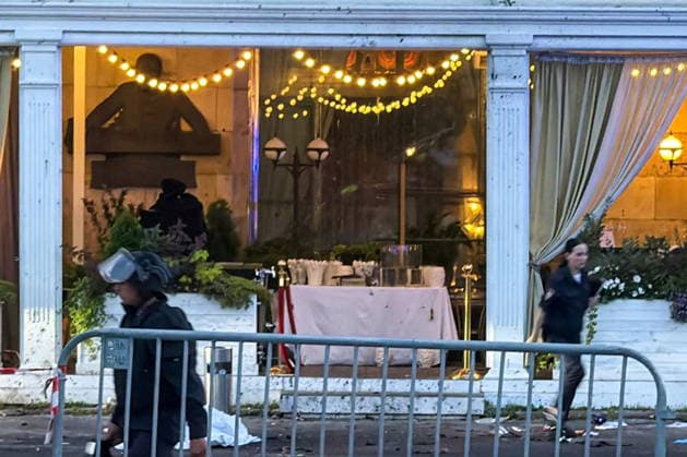 RUSSIA, MOSCOW - AUGUST 1, 2026: An explosion damages a cafe in Kudrinskaya Square, central Moscow, three dead, 15 suffering injuries of various degrees of severity. Ilya Lazarev TASS  95696318