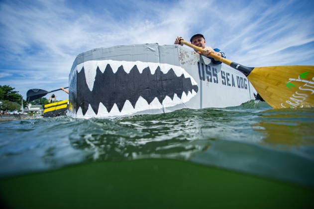 Great Salem Maritime Cardboard Boat Regatta MASSACHUSETTS, UNITED STATES - AUGUST 1: Competitors paddle as fast as they can from the start line during the Great Salem Maritime Cardboard Boat Regatta in Salem, Massachusetts, United States on August 1, 2026. Joseph Prezioso Anadolu Massachusetts United States. Editorial use only. Please get in touch for any other usage.  Copyright: x2026xAnadoluxJosephxPreziosox