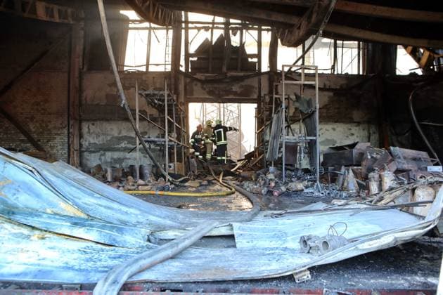 Russia strikes industrial facility in Kyiv region State Emergency Service rescue workers respond to a fire at a civilian industrial and logistics facility in Vyshneve, Bucha district, Kyiv region, Ukraine, on August 1, 2026. The facility was damaged by an overnight attack. Vyshneve Kyiv region Ukraine  Copyright: xVolodymyrxTarasovx originalFilename: ukrinform-russiast260801_np55O.jpg