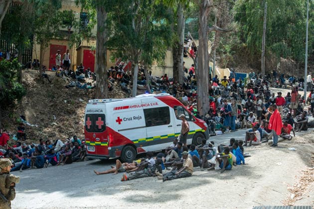 August 1, 2026, Ceuta, Ceuta, Spain: The Ceuta Temporary Immigrant Stay Center (CETI) is currently facing extreme tension and severe overcrowding, reaching a state of absolute collapse. The facility has been forced to close its doors to new male arrivals due to a critical lack of space. Ceuta Spain - ZUMAd308 20260801_zsp_d308_064 Copyright: xJuanxCarlosxLucasx