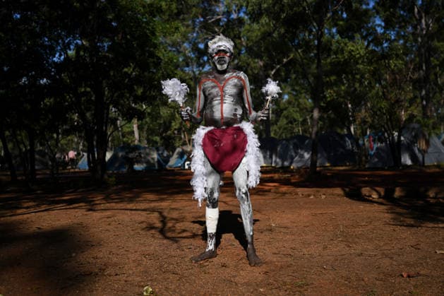 GARMA FESTIVAL, Yilayarr Gurruwiwi of the Galpu Clan poses for a photo during the 26th annual Garma Festival in Gulkula, Northern Territory, Saturday, August 1, 2026. The Garma Festival takes place on the remote northeast Arnhem Land, celebrating Yolngu culture and customs in a four-day event hosted by the Yothu Yindi Foundation. ( NO ARCHIVING - VISUALS FROM THE YYF GARMA 26TH ANNIVERSARY ARE STRICTLY FOR NEWS AND CURRENT AFFAIRS COVERAGE ONLY. VISUALS MUST NOT BE USED FOR PROMOTIONAL, ADVERTISING, COMMERCIAL, FUNDRAISING OR ANY OTHER PURPOSE Gulkula Ceremonial Site Northern Territory Australia  Copyright: xJamesxRossx 20260802115584248476