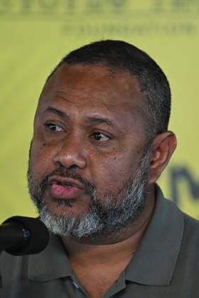 GARMA FESTIVAL, Keith Iduhu, Deputy Opposition Leader of Papua New Guinea speaks on the International Voices panel as part of the key forum during the 26th annual Garma Festival in Gulkula, Northern Territory, Saturday, August 1, 2026. The Garma Festival takes place on the remote northeast Arnhem Land, celebrating Yolngu culture and customs in a four-day event hosted by the Yothu Yindi Foundation. ( NO ARCHIVING - VISUALS FROM THE YYF GARMA 26TH ANNIVERSARY ARE STRICTLY FOR NEWS AND CURRENT AFFAIRS COVERAGE ONLY. VISUALS MUST NOT BE USED FOR PROMOTIONAL, ADVERTISING, COMMERCIAL, FUNDRAISING OR ANY OTHER PURPOSE Gulkula Ceremonial Site Northern Territory Australia  Copyright: xJamesxRossx 20260802146106938654