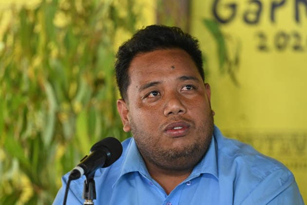 GARMA FESTIVAL, Harry Tekaiti, Minister for Culture and Internal Affairs of Kiribati speaks on the International Voices panel as part of the key forum during the 26th annual Garma Festival in Gulkula, Northern Territory, Saturday, August 1, 2026. The Garma Festival takes place on the remote northeast Arnhem Land, celebrating Yolngu culture and customs in a four-day event hosted by the Yothu Yindi Foundation. ( NO ARCHIVING - VISUALS FROM THE YYF GARMA 26TH ANNIVERSARY ARE STRICTLY FOR NEWS AND CURRENT AFFAIRS COVERAGE ONLY. VISUALS MUST NOT BE USED FOR PROMOTIONAL, ADVERTISING, COMMERCIAL, FUNDRAISING OR ANY OTHER PURPOSE Gulkula Ceremonial Site Northern Territory Australia  Copyright: xJamesxRossx 20260802144225518129