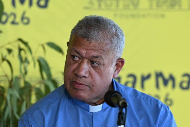 GARMA FESTIVAL, Reverend Alimoni Taumoepeau of Tonga and Australia speaks during the 26th annual Garma Festival in Gulkula, Northern Territory, Saturday, August 1, 2026. The Garma Festival takes place on the remote northeast Arnhem Land, celebrating Yolngu culture and customs in a four-day event hosted by the Yothu Yindi Foundation. ( NO ARCHIVING - VISUALS FROM THE YYF GARMA 26TH ANNIVERSARY ARE STRICTLY FOR NEWS AND CURRENT AFFAIRS COVERAGE ONLY. VISUALS MUST NOT BE USED FOR PROMOTIONAL, ADVERTISING, COMMERCIAL, FUNDRAISING OR ANY OTHER PURPOSE Gulkula Ceremonial Site Northern Territory Australia  Copyright: xJamesxRossx 20260802115373348666