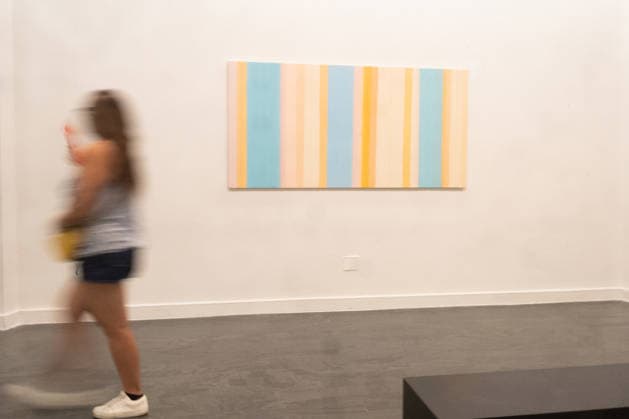 Exhibition: The Slowness of Light: María Lara, Madrid. A visitor views the exhibition The Slowness of Light: María Lara at CentroCentro on August 2, 2026, in Madrid, Spain. Artist María Lara Loja, born in Granada in 1940, brings together nearly 40 works in this exhibition—including paintings and drawings—that span her career over the last twenty-five years. AUGUST 2, 2026 Madrid, Madrid, Spain  Copyright: xRicardoxRubiox 7699111