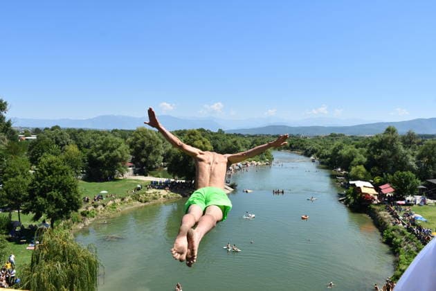 76th Shvan Bridge Diving Competition takes place in Gjakova GJAKOVA, KOSOVO - AUGUST 2: The 76th Traditional Shvan Bridge Diving Competition held in the city of Gjakova in southwestern Kosovo, on August 2, 2026. Divers competed by jumping from the historic Shvan Bridge into the river below as part of the annual event, which attracts participants and spectators and continues to preserve the region s long-standing cultural tradition. Eren Beksac Anadolu Gjakova Kosovo. Editorial use only. Please get in touch for any other usage.  Copyright: x2026xAnadoluxErenxBeksacx
