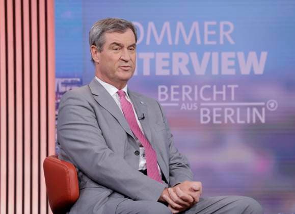 CSU-Vorsitzender Markus Söder, Deutschland, Berlin, ARD-Sommerinterview mit CSU-Vorsitzender Markus Söder *** CSU Chairman Markus Söder, Germany, Berlin, ARD Summer Interview with CSU Chairman Markus Söder
