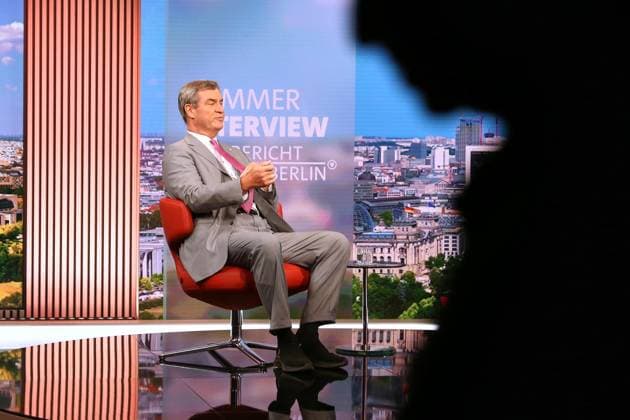 Berlin, Deutschland, 02.08.2026: ARD-Hauptstadtstudio: Sommerinterview: Ministerpräsident von Bayern Markus Söder (CSU) *** Berlin, Germany, August 2, 2026 ARD Capital Studio Summer Interview with Markus Söder, Minister-President of Bavaria (CSU) Copyright: xdtsxNachrichtenagenturx dts_129187
