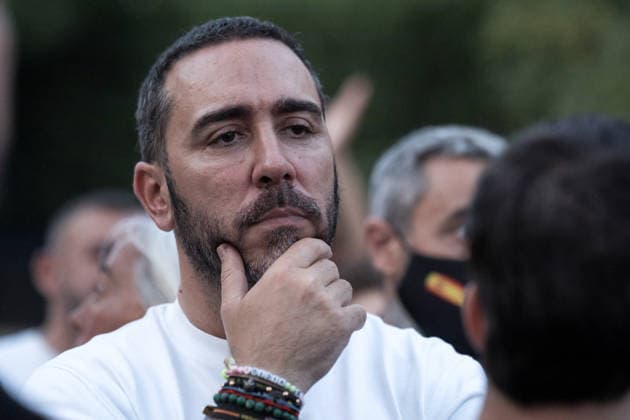 March organized by the Spanish Civil Society platform outside the Moroccan Embassy in Madrid to protest the events in Ceuta. Businessman Víctor de Aldama during a demonstration outside the Moroccan Embassy in Madrid on August 2, 2026, in Madrid, Spain. The protest follows a migration crisis in Ceuta, with tens of thousands of people entering irregularly from Morocco and a death toll of several dozen people who died while attempting to swim across, according to local authorities AUGUST 2, 2026 PROTEST MIGRATION MIGRANTS SPANISH FLAG NATIONAL POLICE Diego Radamé Madrid Madrid, Spain  Copyright: xDiegoxRadamÃ sx 7699667