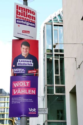 02.07.2026, Berlin - Deutschland. Wahlplakate zur Wahl in Berlin im September 2026. *** July 2, 2026, Berlin, Germany: Campaign posters for the September 2026 election in Berlin
