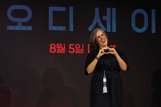 Nolan, Damon, Theron, Thomas attend press conference for The Odyssey in Seoul British film producer Emma Thomas poses for photos during a press conference for the film The Odyssey in Seoul, South Korea, on August 03, 2026. The epic fantasy, based on Homer s ancient Greek poem, follows the hero Odysseus on his perilous journey home after the Trojan War. Seoul South Korea  Copyright: xMatrixxImages JungxUi-Chelx