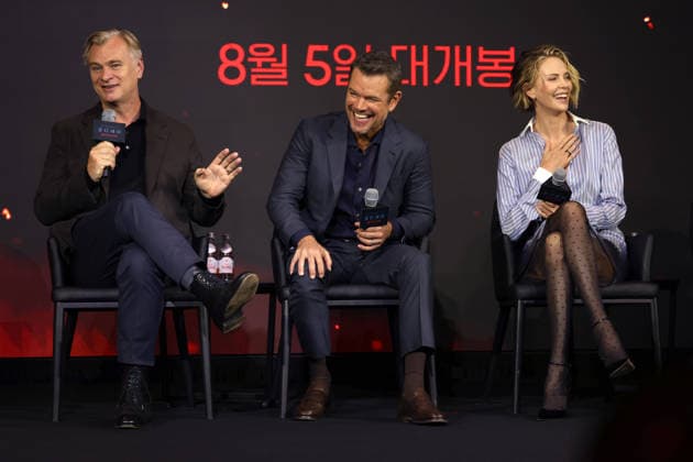 Nolan, Damon, Theron, Thomas attend press conference for The Odyssey in Seoul (L-R) Director Christopher Nolan, actor Matt Damon, and actress Charlize Theron speak during a press conference for the film The Odyssey in Seoul, South Korea, on August 03, 2026. The epic fantasy, based on Homer s ancient Greek poem, follows the hero Odysseus on his perilous journey home after the Trojan War. Seoul South Korea  Copyright: xMatrixxImages JungxUi-Chelx