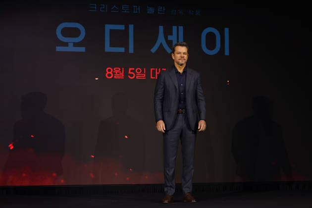 Nolan, Damon, Theron, Thomas attend press conference for The Odyssey in Seoul American actor Matt Damon poses for photos during a press conference for the film The Odyssey in Seoul, South Korea, on August 03, 2026. The epic fantasy, based on Homer s ancient Greek poem, follows the hero Odysseus on his perilous journey home after the Trojan War. Seoul South Korea  Copyright: xMatrixxImages JungxUi-Chelx