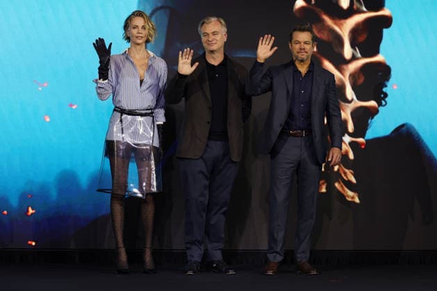 Nolan, Damon, Theron, Thomas attend press conference for The Odyssey in Seoul (L-R) Actress Charlize Theron, director Christopher Nolan, and actor Matt Damon pose for photos during a press conference for the film The Odyssey in Seoul, South Korea, on August 03, 2026. The epic fantasy, based on Homer s ancient Greek poem, follows the hero Odysseus on his perilous journey home after the Trojan War. Seoul South Korea  Copyright: xMatrixxImages JungxUi-Chelx