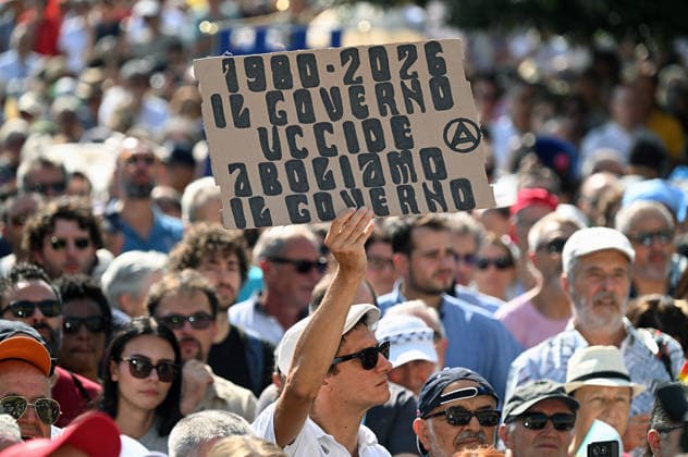 August 2, 2026, Bologna, Italia, Italy: Some participants in the demonstration for the 46th anniversary of the Bologna massacre, Bologna, 02 08 2026 Bologna Italy  - ZUMAa289 20260802_zia_a289_048 Copyright: xAleandroxBiagiantix xAgfx