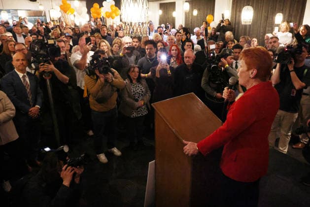 PAULINE HANSON MEET THE CANDIDATES, Pauline Hanson at a venue in Hawthorn, to Meet One Nation Candidates at a function in Melbourne, Monday, August 3, 2026. ( NO ARCHIVING MELBOURNE VICTORIA AUSTRALIA  Copyright: xDAVIDxCROSLINGx 20260803193716565163