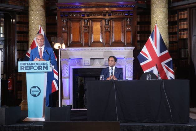 . 03 08 2026. London, United Kingdom. Reform UK Press Conference. Reform UK hold press conference in Westminster with party leader Nigel Farage and Zia Yusuf.  xMartynxWheatleyx xi-Imagesx IIM-26936-0003