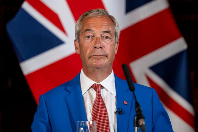 August 3, 2026, London, London, UK: LONDON, UK. Nigel Farage, Leader of Reform UK, speaks at a press conference in Westminster unveiling Ã¢â‚¬ËœOperation Fortress - Stopping the Invasion of BritainÃ¢â‚¬â ¢, the partyÃ¢â‚¬â ¢s plan to stop illegal migrants crossing English Channel in small boats by using the Royal Navy and Royal Marines. London UK  - ZUMAl94_ 20260803_zaf_l94_063 Copyright: xStephenxChungx