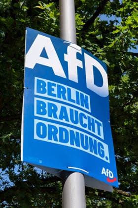 Berlin,03.08.2026,Wahlplakat der Partei AfD zur Wahl zum 20.Abgeordnetenhaus von Berlin sowie zu den Bezirksverordnetenversammlungen am 20.09.2026. *** Berlin, August 3, 2026—Election poster of the AfD party for the election to the 20th Berlin House of Representatives and the district councils on September 20, 2026