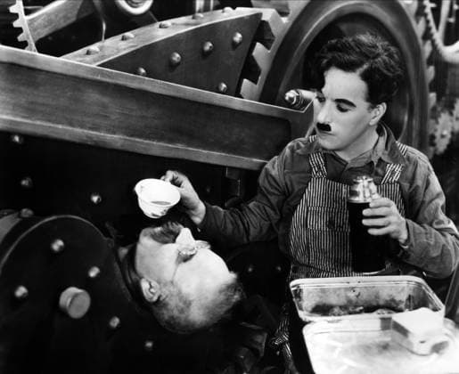 Modern Times, 1936 Charlie Chaplin Modern Times 05 February 1936 Les temps modernes Moderne Zeiten Character(s): Director: Charles Chaplin SSV86811 Allstar Picture Library Ltd CHARLES CHAPLIN PRODUCTIONS **Warning** This Photograph is for editorial use only and is the copyright of CHARLES CHAPLIN PRODUCTIONS and or the Photographer assigned by the Film or Production Company & can only be reproduced by publications in conjunction with the promotion of the above Film. A Mandatory Credit To CHARLES CHAPLIN PRODUCTIONS is required. The Photographer should also be credited when known. No commercial use can be granted without written authority from the Film Company. Copyright: xCHARLESxCHAPLINxPRODUCTIONSx
