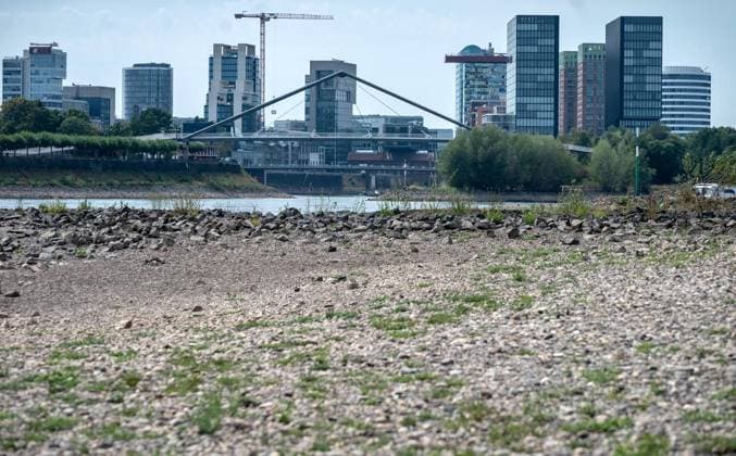 Der Rhein an der Düsseldorfer Altstadt führt extremes Niedrigwasser ** NUR FÜR REDAKTIONELLE ZWECKE ** EDITORIAL USE ONLY **<p>Der Rhein auf der Höhe der Düsseldorfer Altstadt führt extremes Niedrigwasser , fotografiert am Montag,03.August.2026. Deutschland NRW Düpsseldorf Copyright: KaixKitschenberg *** The Rhine near Düsseldorf’s Old Town is at an extremely low water level ** FOR EDITORIAL USE ONLY ** EDITORIAL USE ONLY ** p The Rhine near Düsseldorf’s Old Town is at an extremely low water level, photographed on Monday, August 3, 2026, Germany, North Rhine-Westphalia, Düsseldorf. Copyright KaixKitschenberg Copyright: KaixKitschenberg doc86zzkdigzba15xgmtl4a ,EDITORIAL USE ONLY