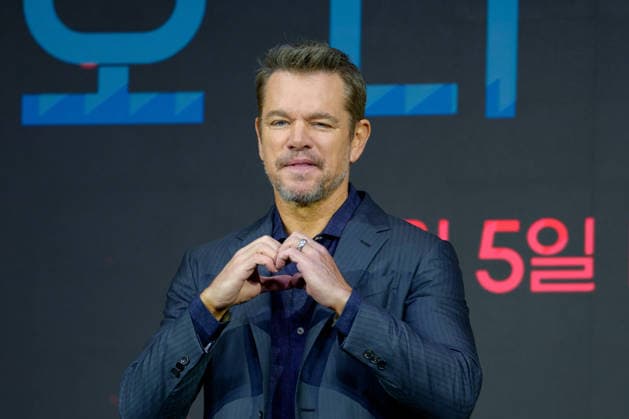 The Odyssey film press conference SEOUL, SOUTH KOREA, AUGUST 03: American actor Matt Damon makes a heart gesture during The Odyssey film press conference at Four Seasons Hotel Seoul in Seoul, South Korea, on August 3, 2026. Seoul Four Seasons Hotel Seoul South Korea 8281_287413 Copyright: xStevexChoxKyewoongx