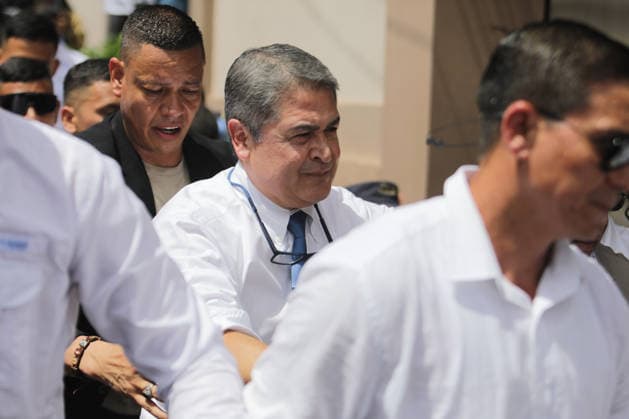 Former Honduran President Hernandez appears before Supreme Court over corruption allegations TEGUCIGALPA, HONDURAS - AUGUST 3: Former Honduran President Juan Orlando Hernandez arrives at the Supreme Court of Justice to attend his initial hearing regarding alleged corruption cases during his presidency in Tegucigalpa, Honduras on August 3, 2026. Emilio Flores Anadolu Tegucigalpa Honduras. Editorial use only. Please get in touch for any other usage.  Copyright: x2026xAnadoluxEmilioxFloresx
