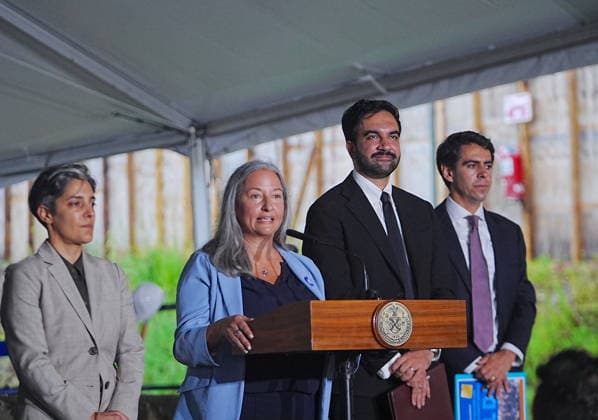 Mayor Mamdani breaks ground on an affordable housing project in the Bronx NEW YORK, UNITED STATES- AUGUST 3: Jennifer Mitchell, President and Chief Executive Officer of The Doe Fund, speaks during the groundbreaking ceremony for the Casanova Residence in the Bronx borough of New York City on Monday, Aug. 3, 2026. The new facility will serve as a supportive and affordable housing development for the community. Selcuk Acar Anadolu New York United States. Editorial use only. Please get in touch for any other usage.  Copyright: x2026xAnadoluxSelcukxAcarx