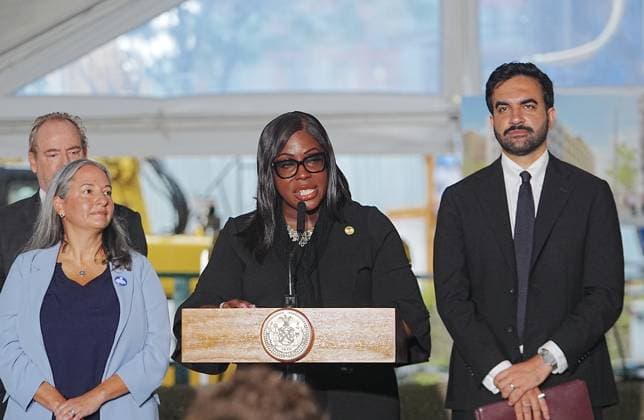 Mayor Mamdani breaks ground on an affordable housing project in the Bronx NEW YORK, UNITED STATES- AUGUST 3: Bronx Borough President Vanessa Gibson, talks during the groundbreaking ceremony of the Casanova Residence, a new supportive and affordable housing development in the Bronx, New York City, U.S., on Monday, August 3, 2026. Selcuk Acar Anadolu New York United States. Editorial use only. Please get in touch for any other usage.  Copyright: x2026xAnadoluxSelcukxAcarx