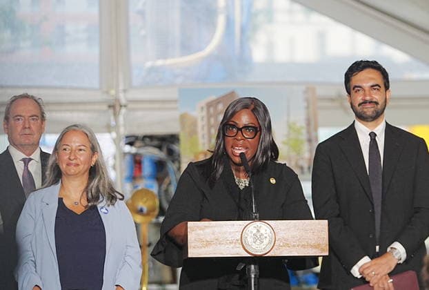 Mayor Mamdani breaks ground on an affordable housing project in the Bronx NEW YORK, UNITED STATES- AUGUST 3: Bronx Borough President Vanessa Gibson, talks during the groundbreaking ceremony of the Casanova Residence, a new supportive and affordable housing development in the Bronx, New York City, U.S., on Monday, August 3, 2026. Selcuk Acar Anadolu New York United States. Editorial use only. Please get in touch for any other usage.  Copyright: x2026xAnadoluxSelcukxAcarx