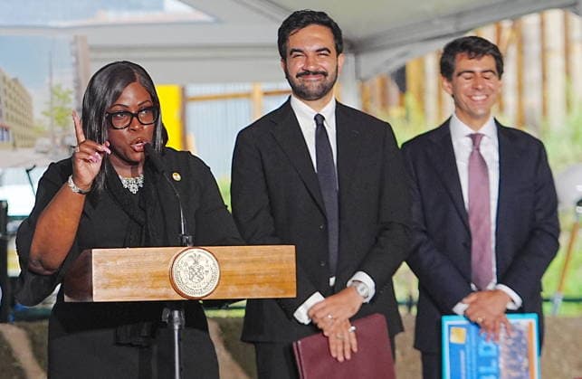 Mayor Mamdani breaks ground on an affordable housing project in the Bronx NEW YORK, UNITED STATES- AUGUST 3: Bronx Borough President Vanessa Gibson, talks during the groundbreaking ceremony of the Casanova Residence, a new supportive and affordable housing development in the Bronx, New York City, U.S., on Monday, August 3, 2026. Selcuk Acar Anadolu New York United States. Editorial use only. Please get in touch for any other usage.  Copyright: x2026xAnadoluxSelcukxAcarx