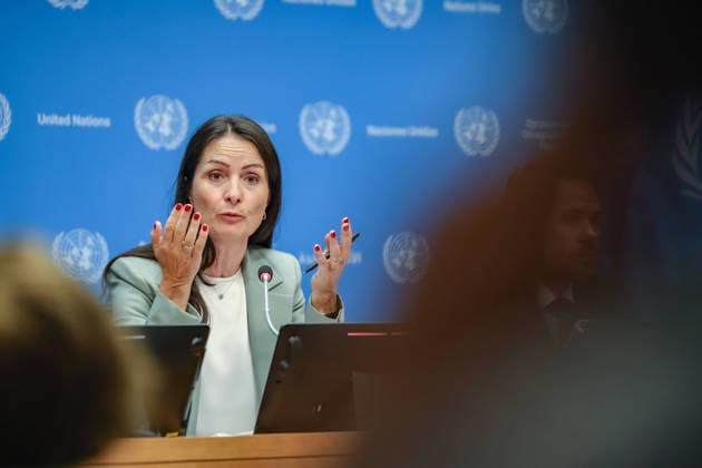 August 3, 2026, New York, New York, United States: CHRISTINA MARKUS LASSEN, Permanent Representative of Denmark to the United Nations, answers questions from reporters at UNHQ following the start of DenmarkÃ¢â‚¬â ¢s Security Council presidency for the month of August. LASSEN took questions on the Middle East, DenmarkÃ¢â‚¬â ¢s approach to Ukraine, the second United Nations Secretary-General straw poll later this month, DenmarkÃ¢â‚¬â ¢s joint focus point with Bahrain, and Greenland. New York United States  - ZUMAo116 20260803_znp_o116_017 Copyright: xBiancaxOterox